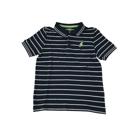 F&F polo shirt 6-7 years navy with white strips and lighting bolt cotton