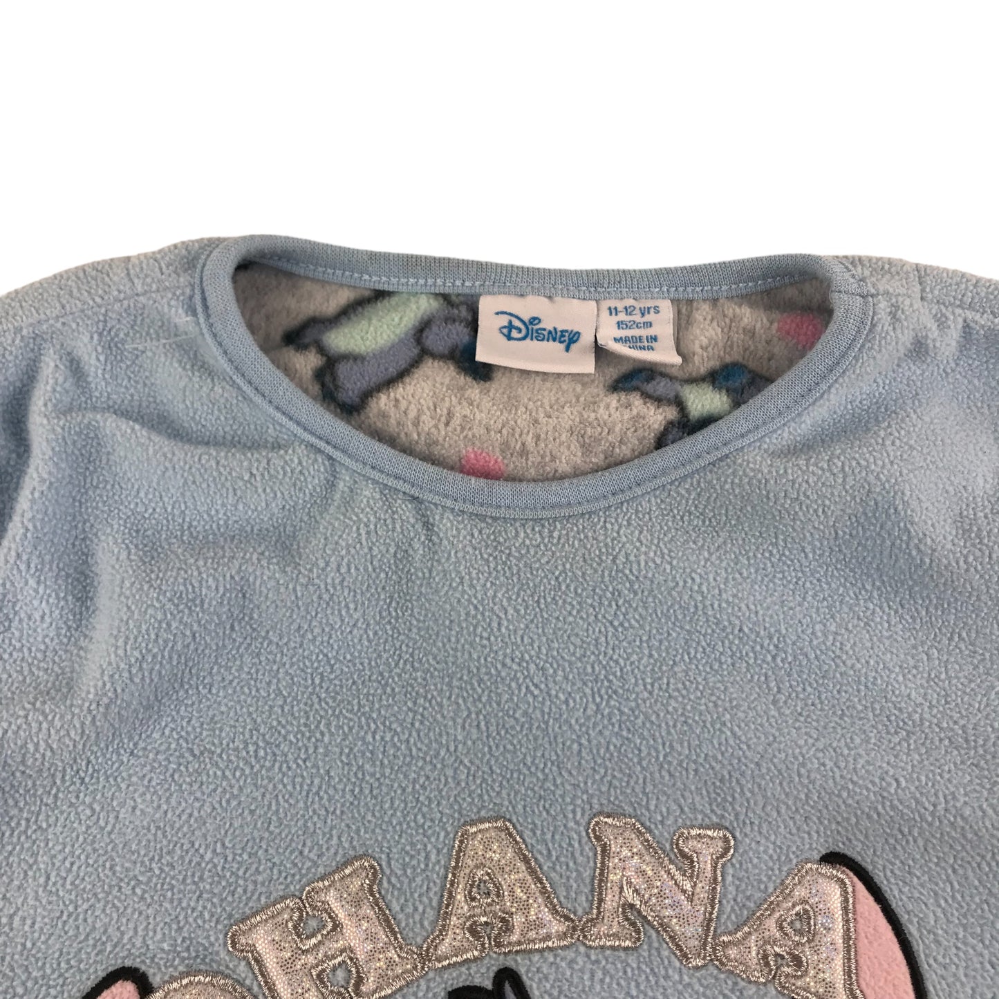 Primark Pyjama Set Age 11 Light Blue DIsney Lilo and Stitch Fleece Long Sleeve