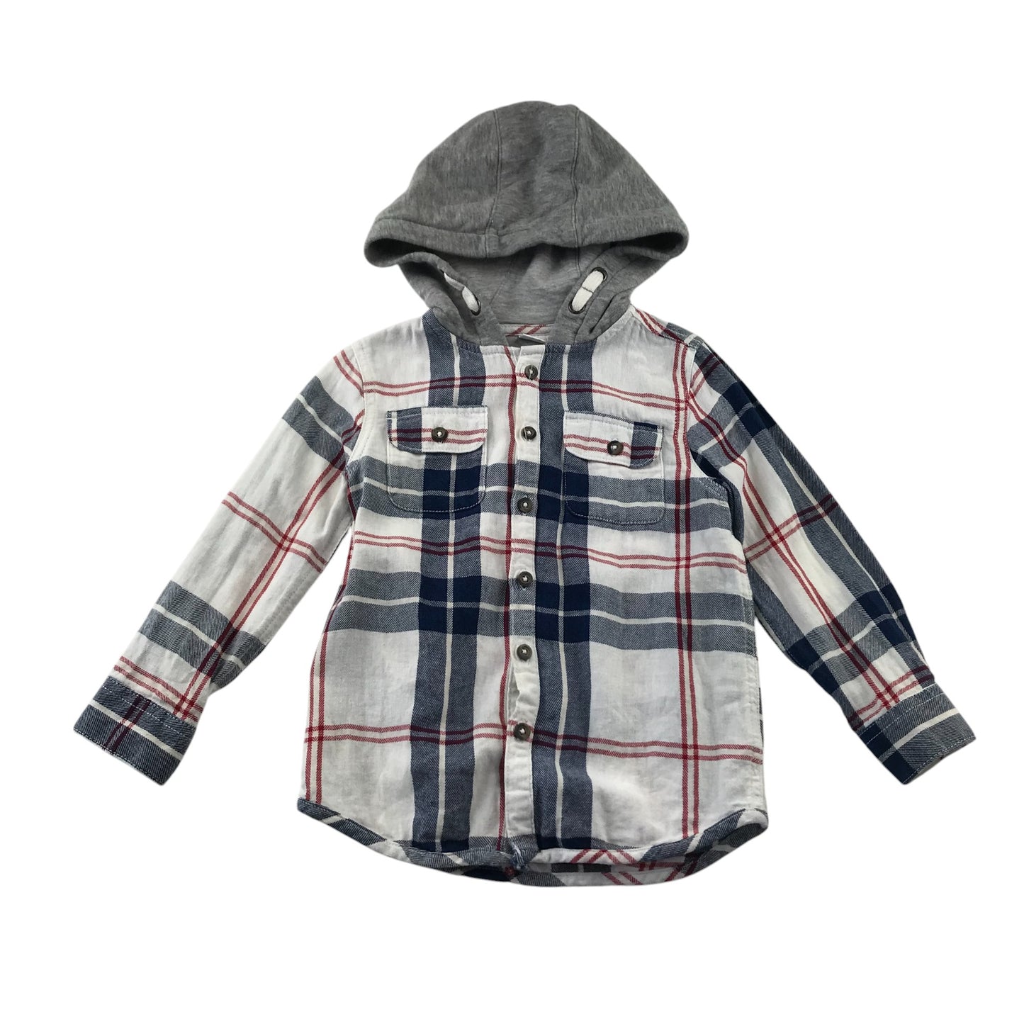 F&F Shirt 4-5 Years White Checked Hoodie Style Cotton