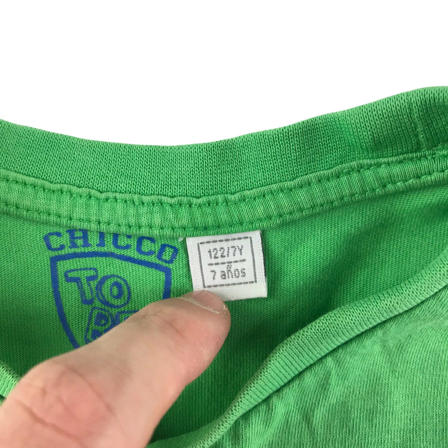 Chicco t-shirt 6-7 years green with yellow text print cotton