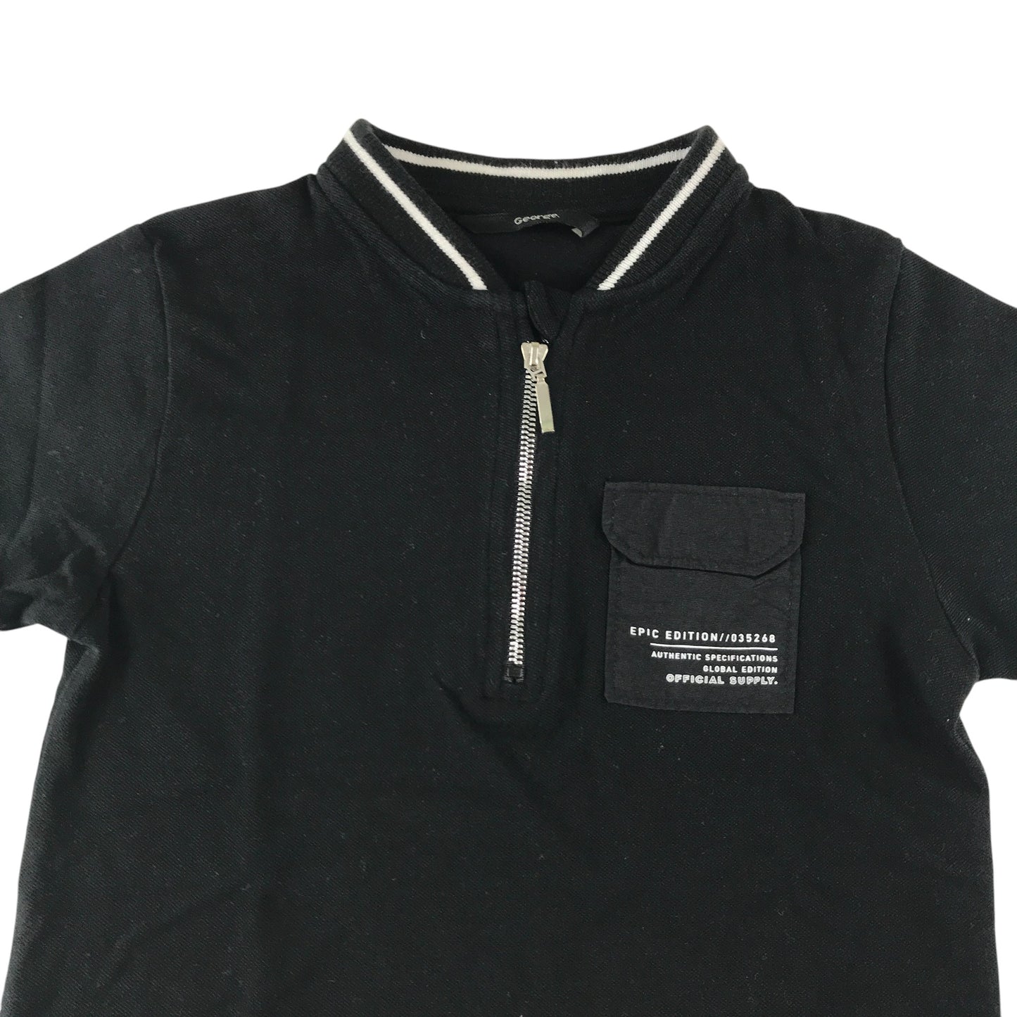 George polo shirt 6-7 years black plain with front pocket cotton