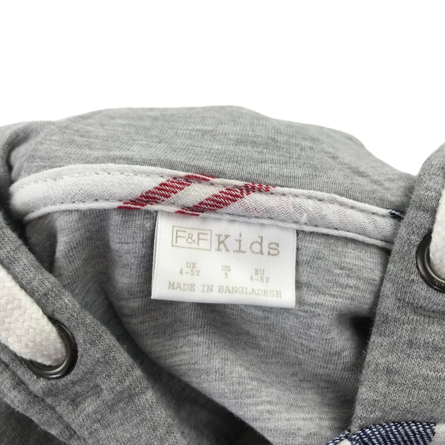 F&F Shirt 4-5 Years White Checked Hoodie Style Cotton