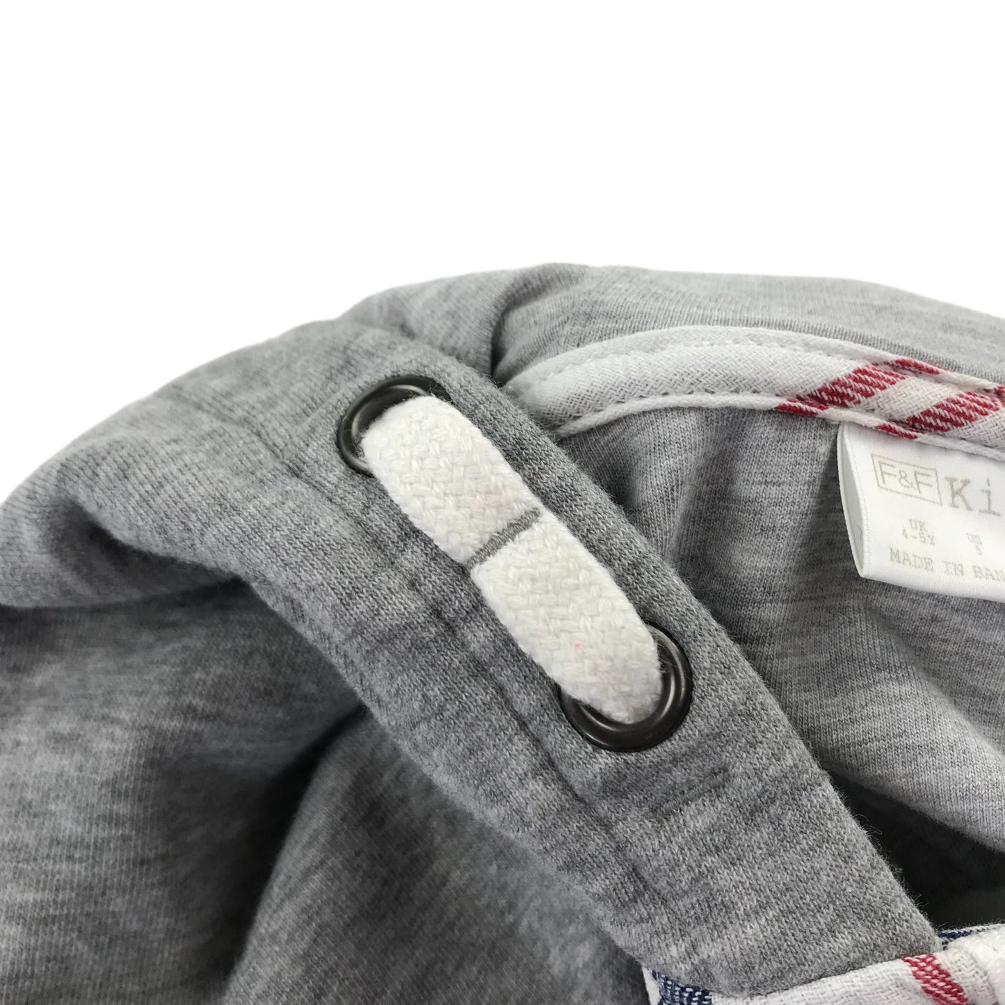 F&F Shirt 4-5 Years White Checked Hoodie Style Cotton