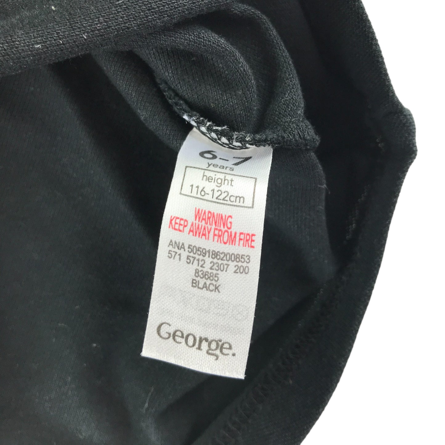 George polo shirt 6-7 years black plain with front pocket cotton