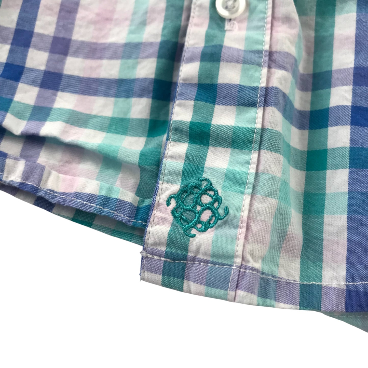 Andy & Evan Shirt 4-5 Years Blue and Green Checked Cotton