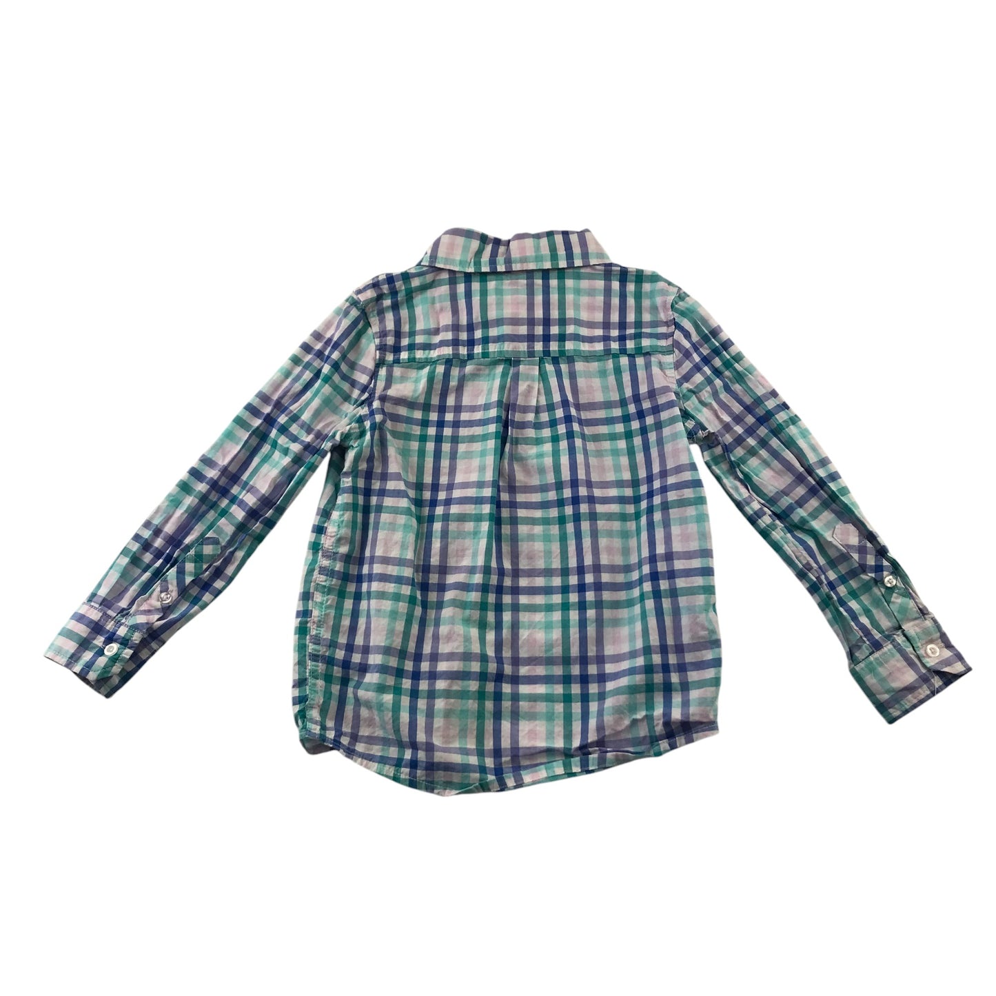 Andy & Evan Shirt 4-5 Years Blue and Green Checked Cotton