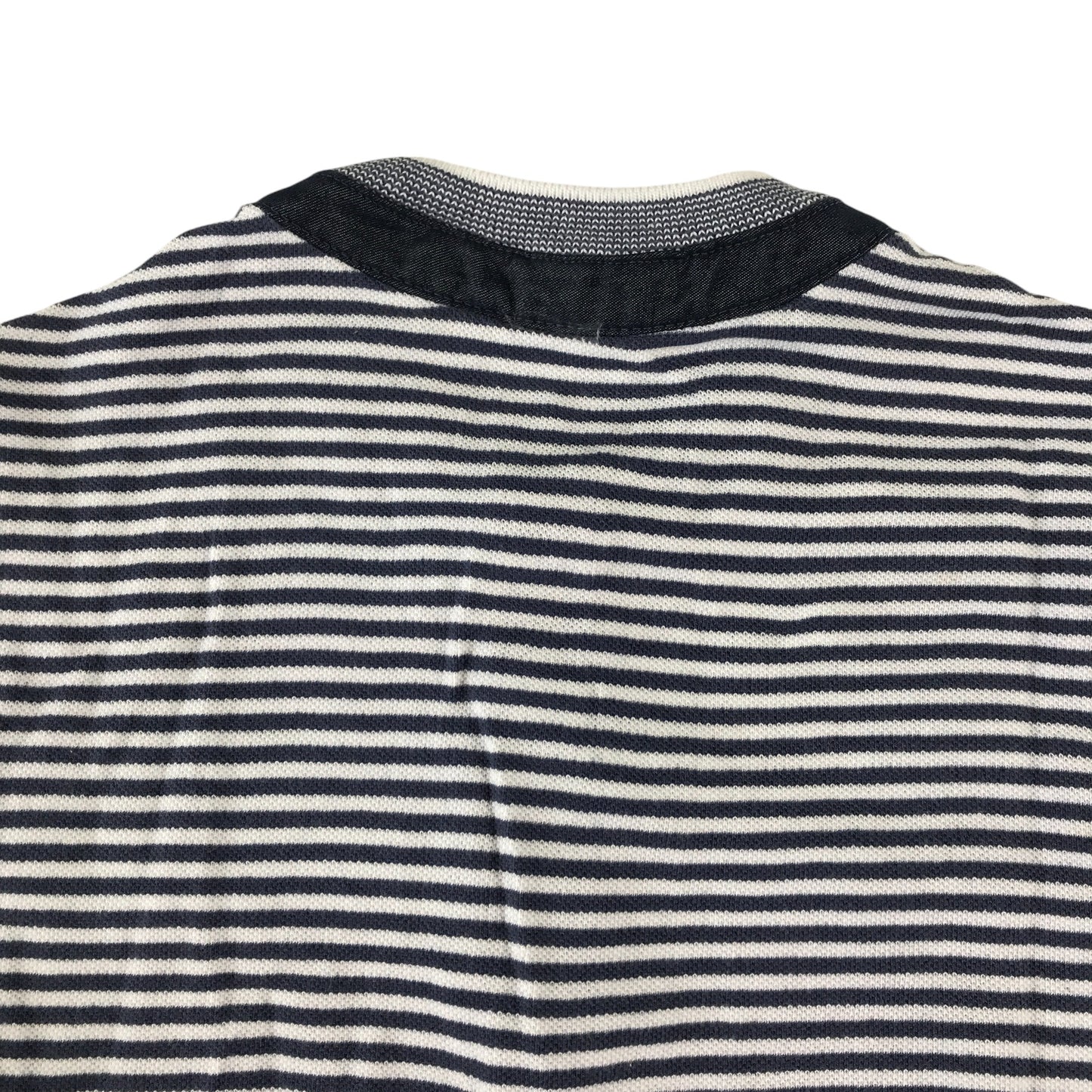 Nutmeg polo shirt 6-7 navy and white stripy round collar cotton