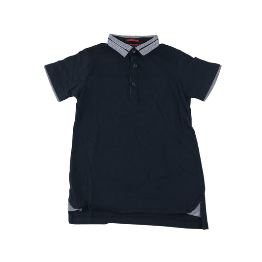 Next polo shirt 6-7 years navy with checked collar cotton