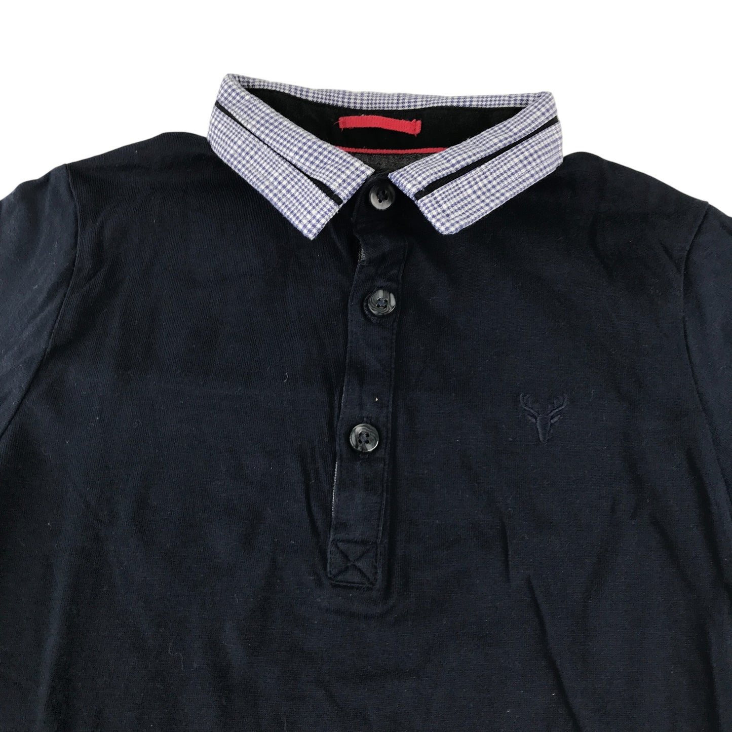 Next polo shirt 6-7 years navy with checked collar cotton