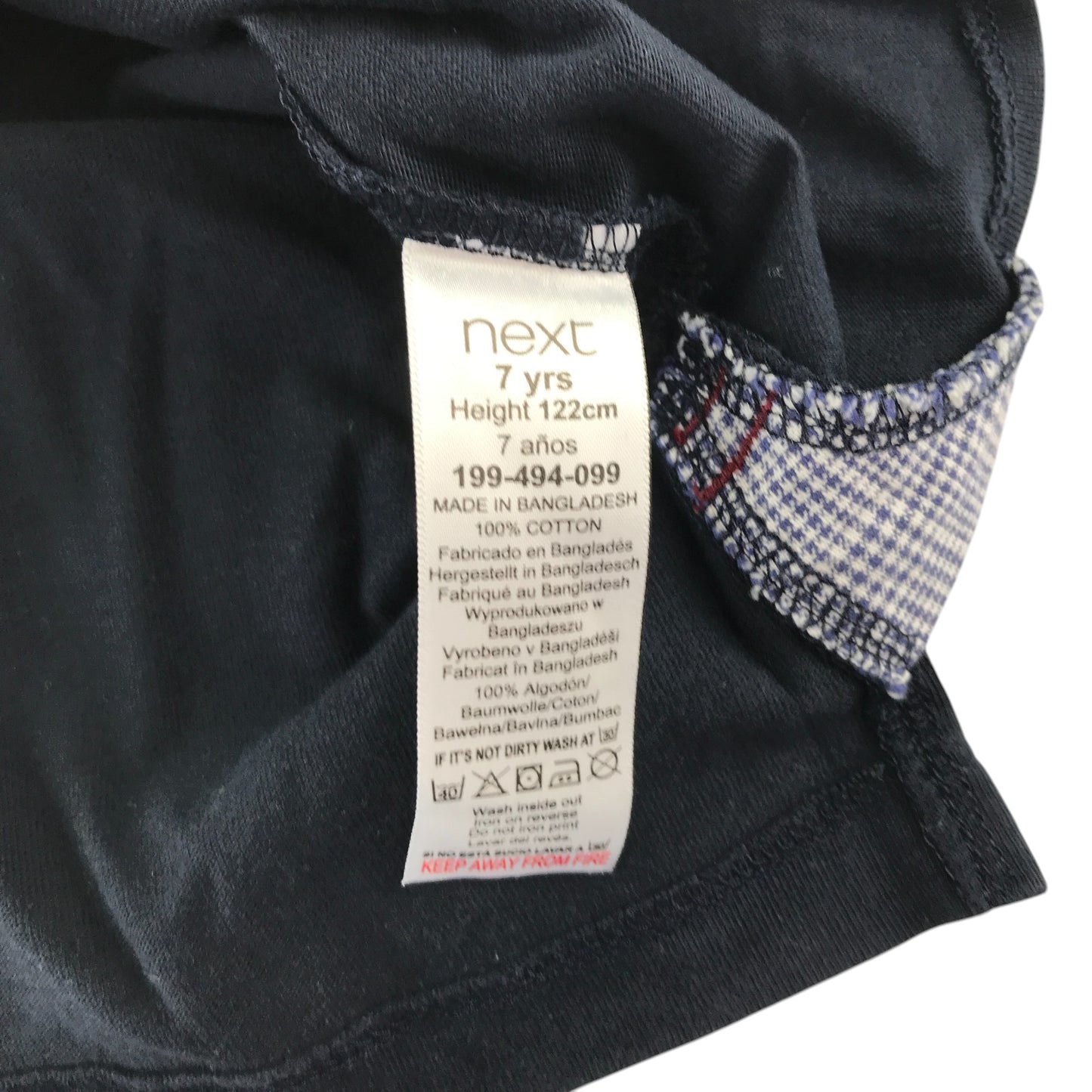 Next polo shirt 6-7 years navy with checked collar cotton