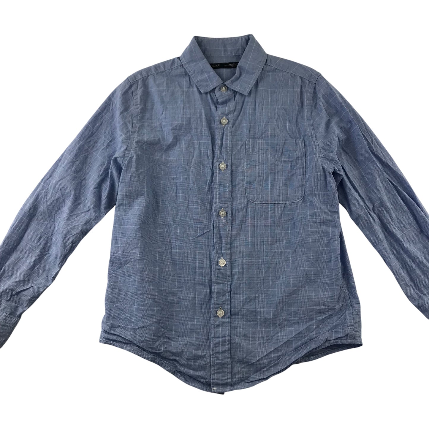 Next Shirt 6-7 Years Blue Checked Pattern Cotton