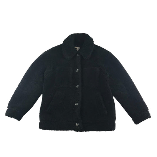 Top Shop fleece jacket adult size S black fluffy with buttons