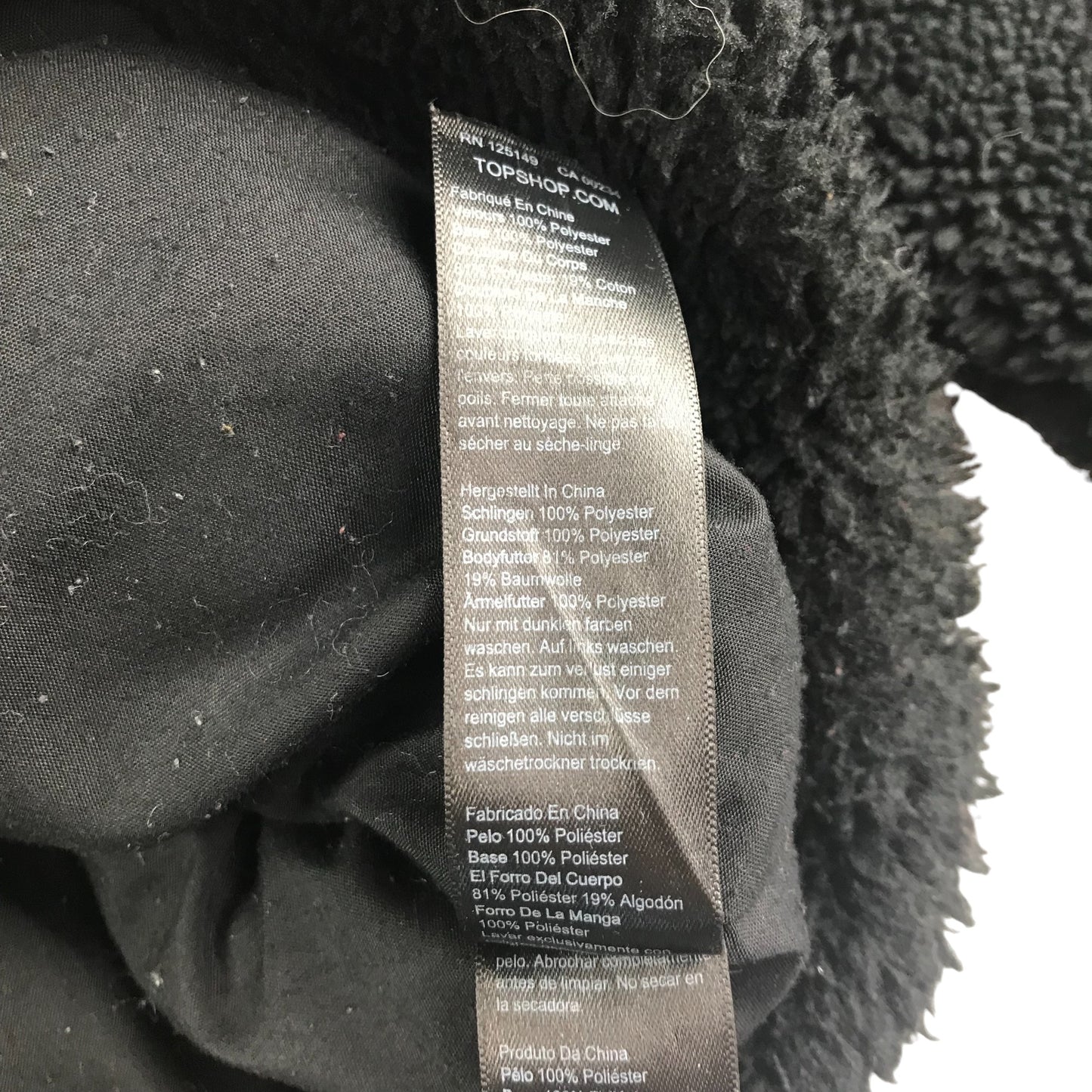 Top Shop fleece jacket adult size S black fluffy with buttons