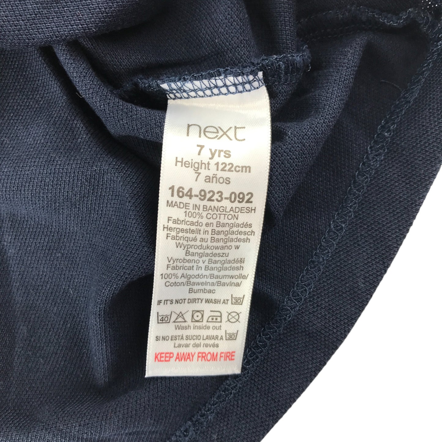 Next polo shirt 6-7 years navy with striped collar cotton