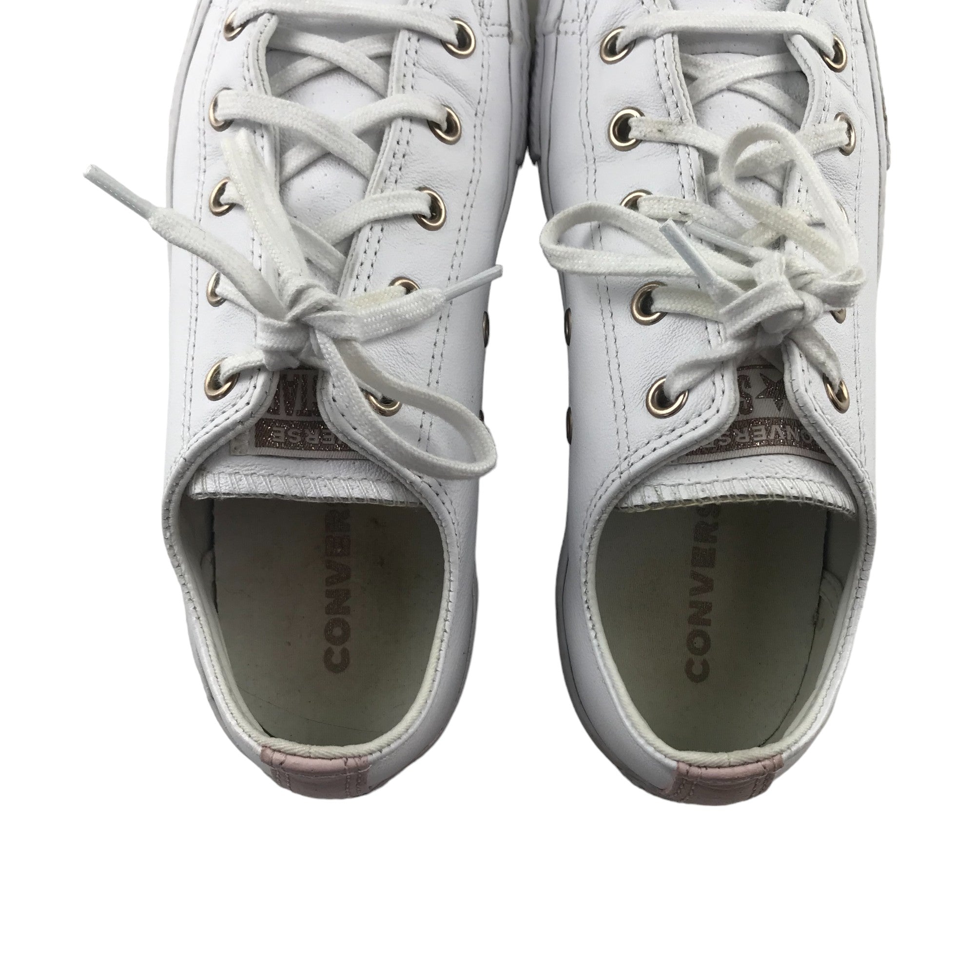 Converse white leather trainers online