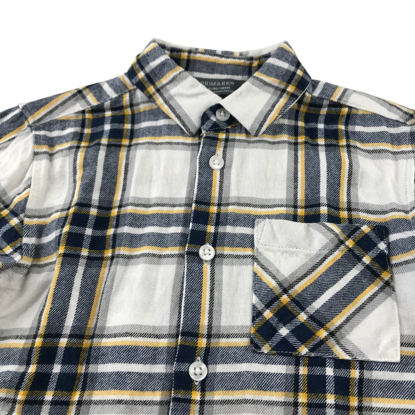 Primark Shirt 4-5 Years White and Yellow Checked Cotton