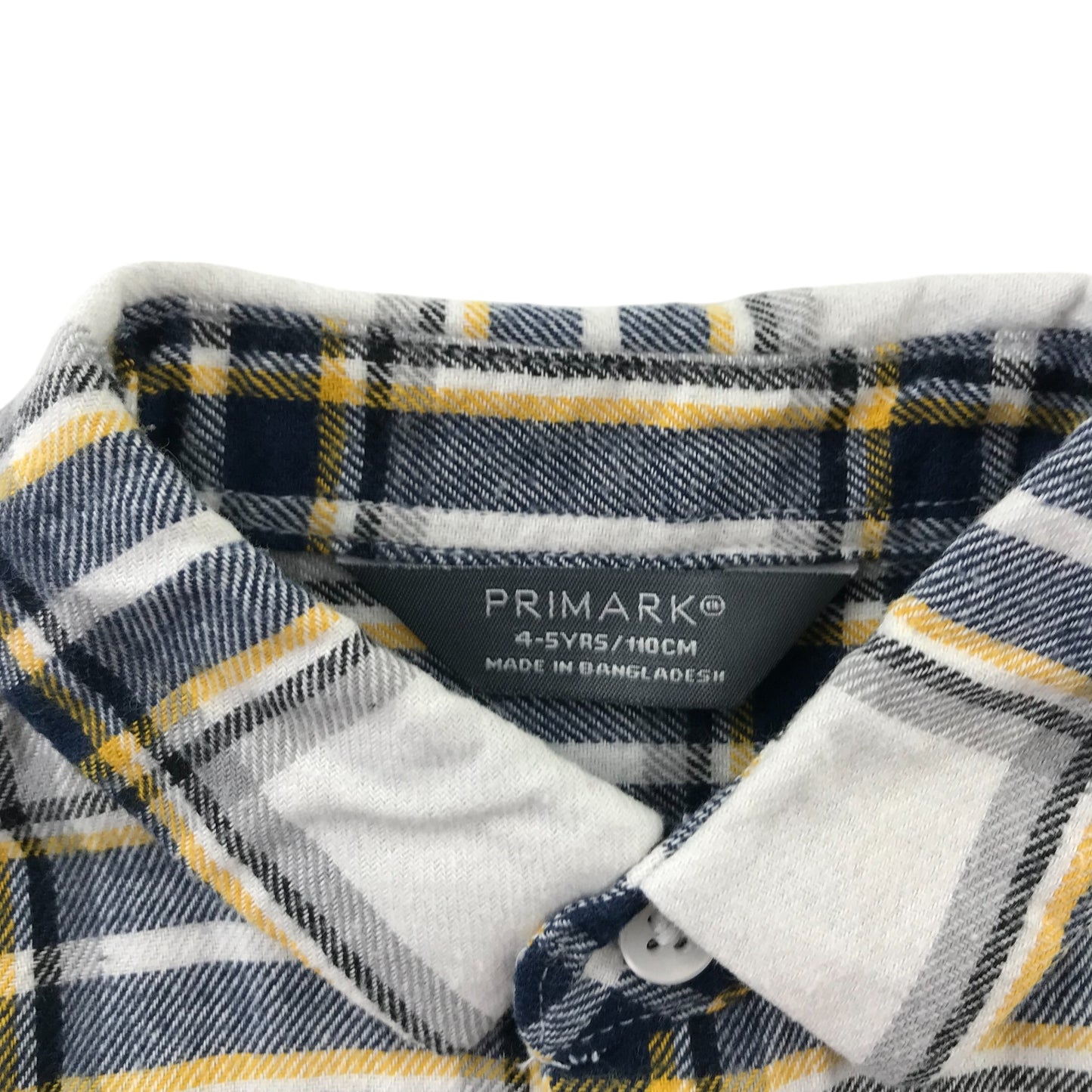 Primark Shirt 4-5 Years White and Yellow Checked Cotton