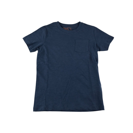 Matalan t-shirt 6-7 years blue plain with front pocket cotton