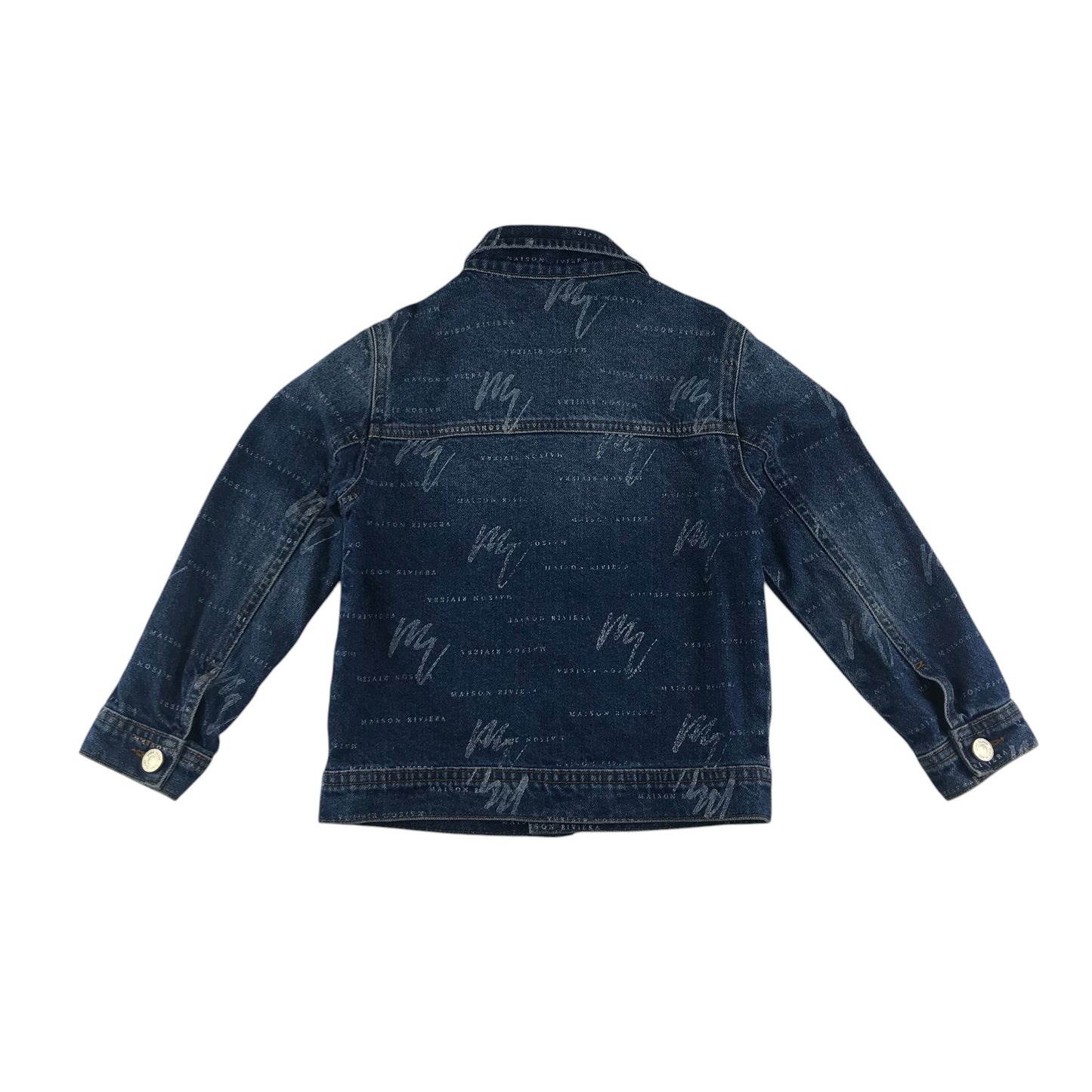 River Island denim jacket 5-6 years blue denim cotton with graphic prints