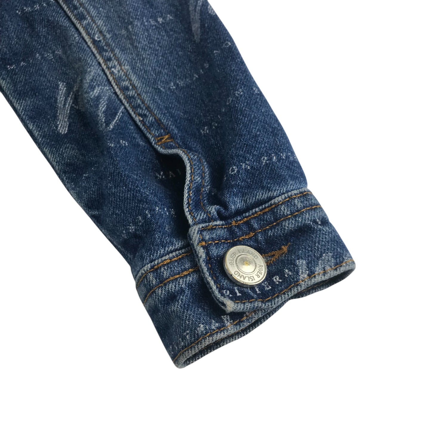 River Island denim jacket 5-6 years blue denim cotton with graphic prints