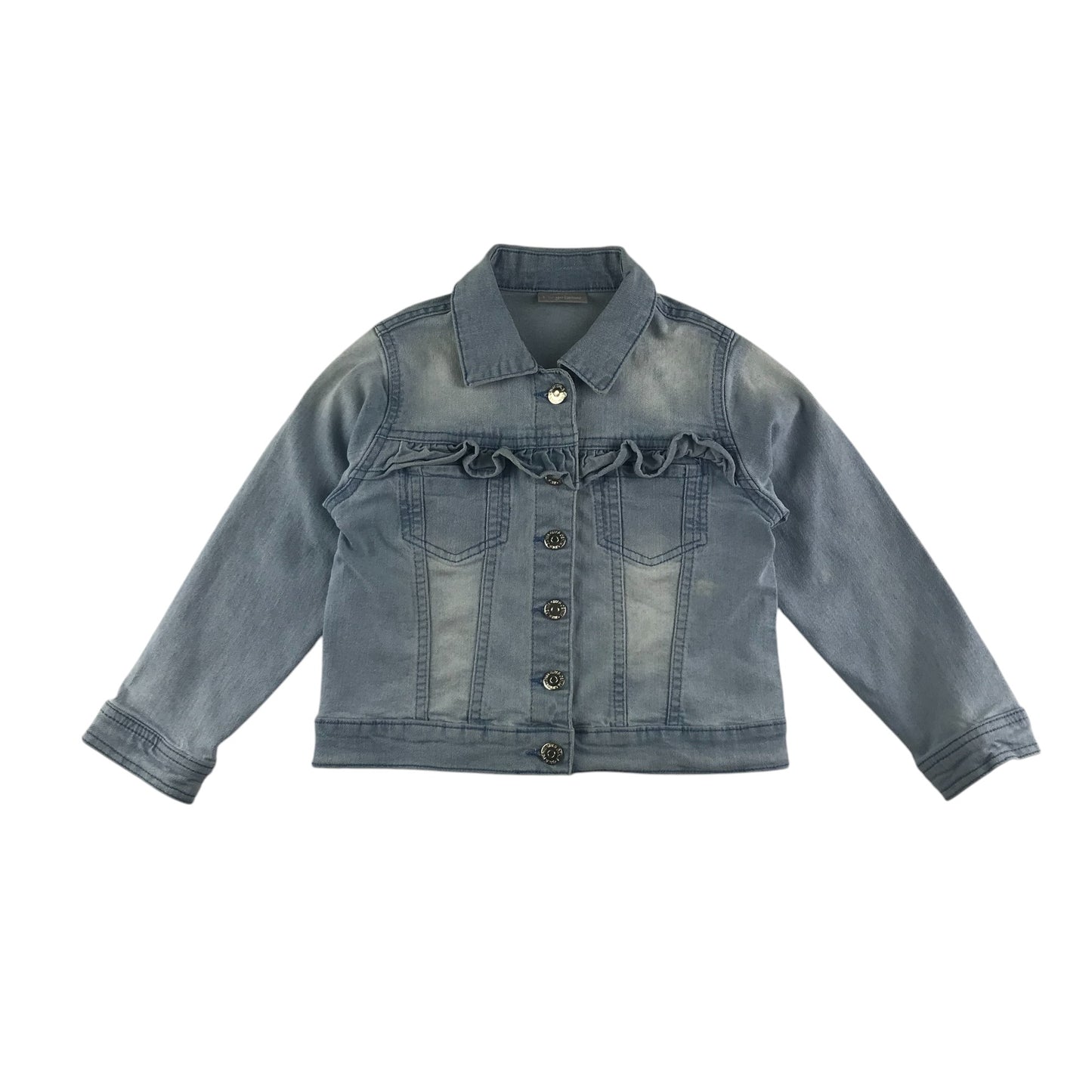 Matalan denim jacket 6-7 years light blue frill detail stretchy