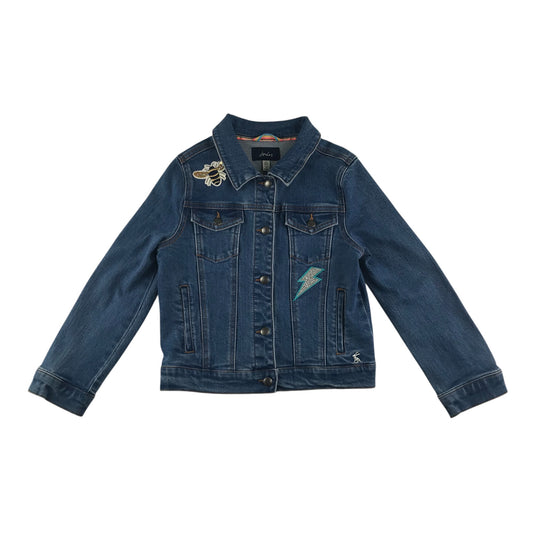 Joules denim jacket 7-8 years blue denim with sequin patchwork