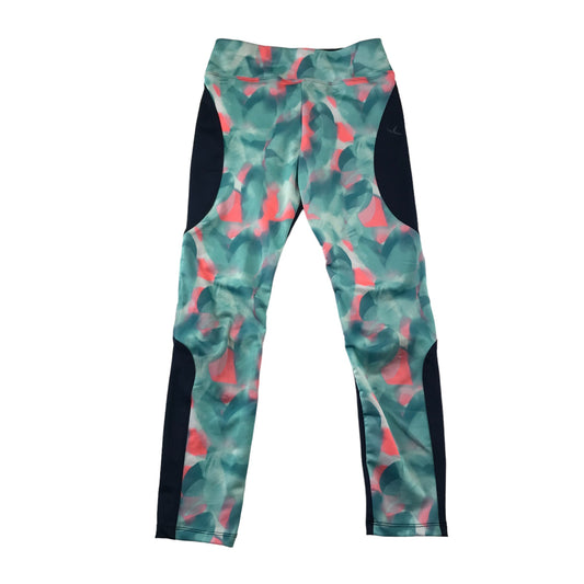 Decathlon Sport Leggings Age 10 Mint Blue and Pink Graphic Print