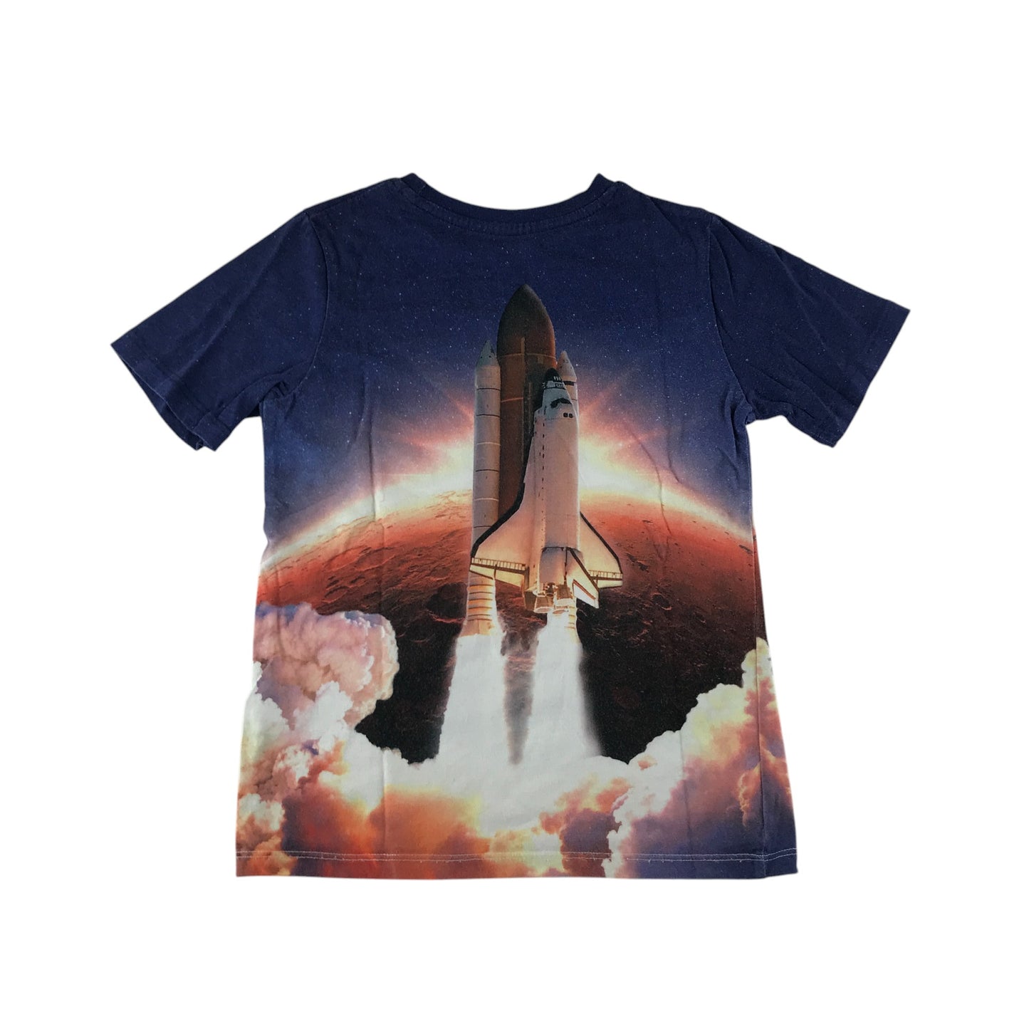 H&M t-shirt 7-8 years navy space rocket launching graphic print cotton