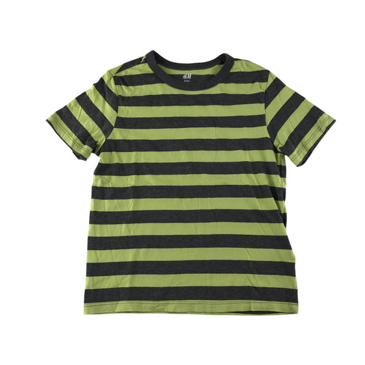 H&M t-shirt 7-8 years grey and yellow stripy design