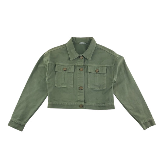 Matalan denim jacket 10-11 years khaki green cropped cotton