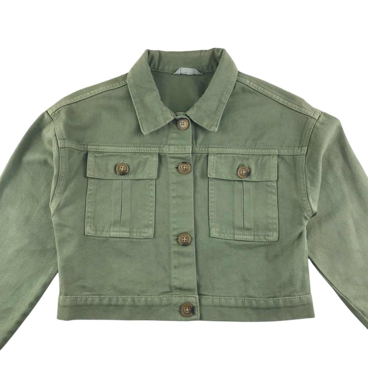 Matalan denim jacket 10-11 years khaki green cropped cotton