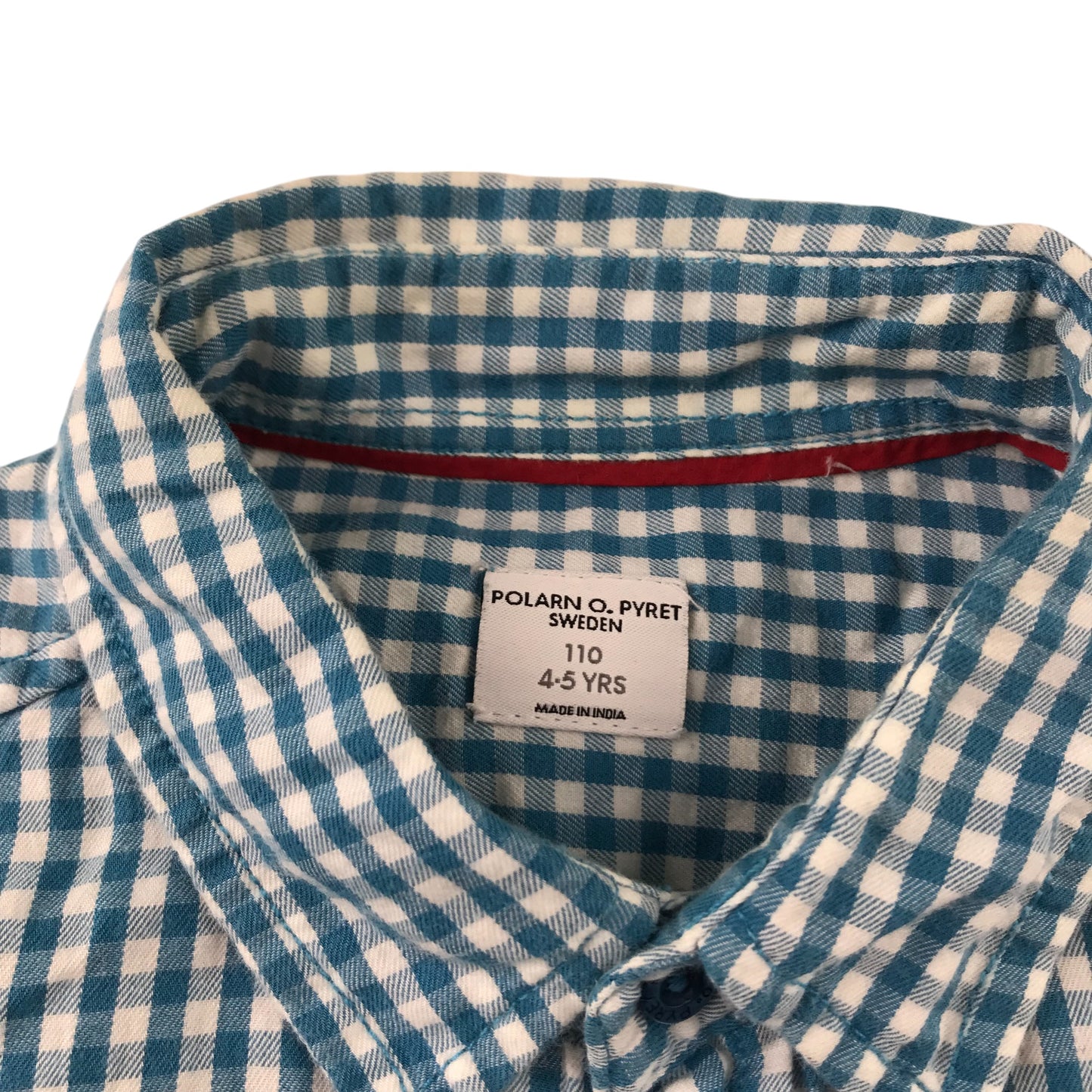 Polarn O. Pyret Shirt 4-5 years Blue and White Checked Cotton