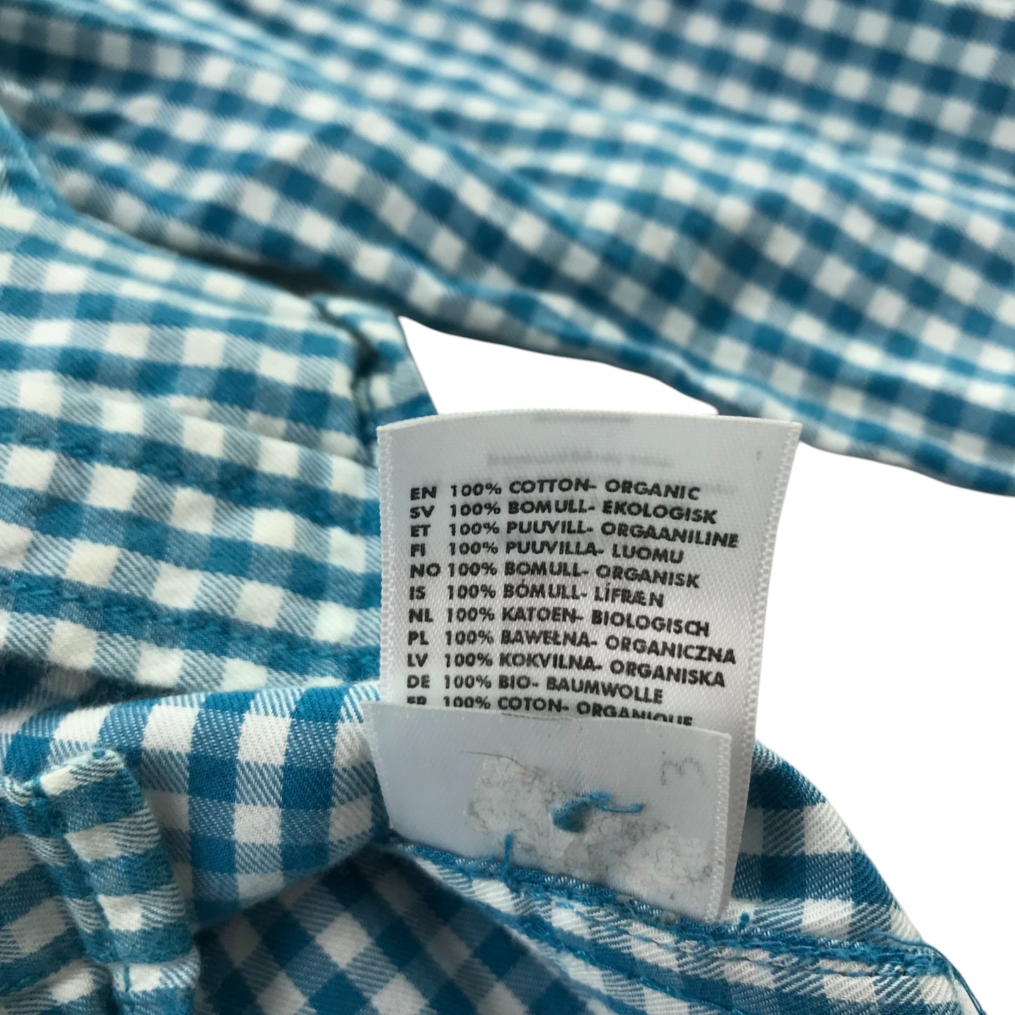 Polarn O. Pyret Shirt 4-5 years Blue and White Checked Cotton