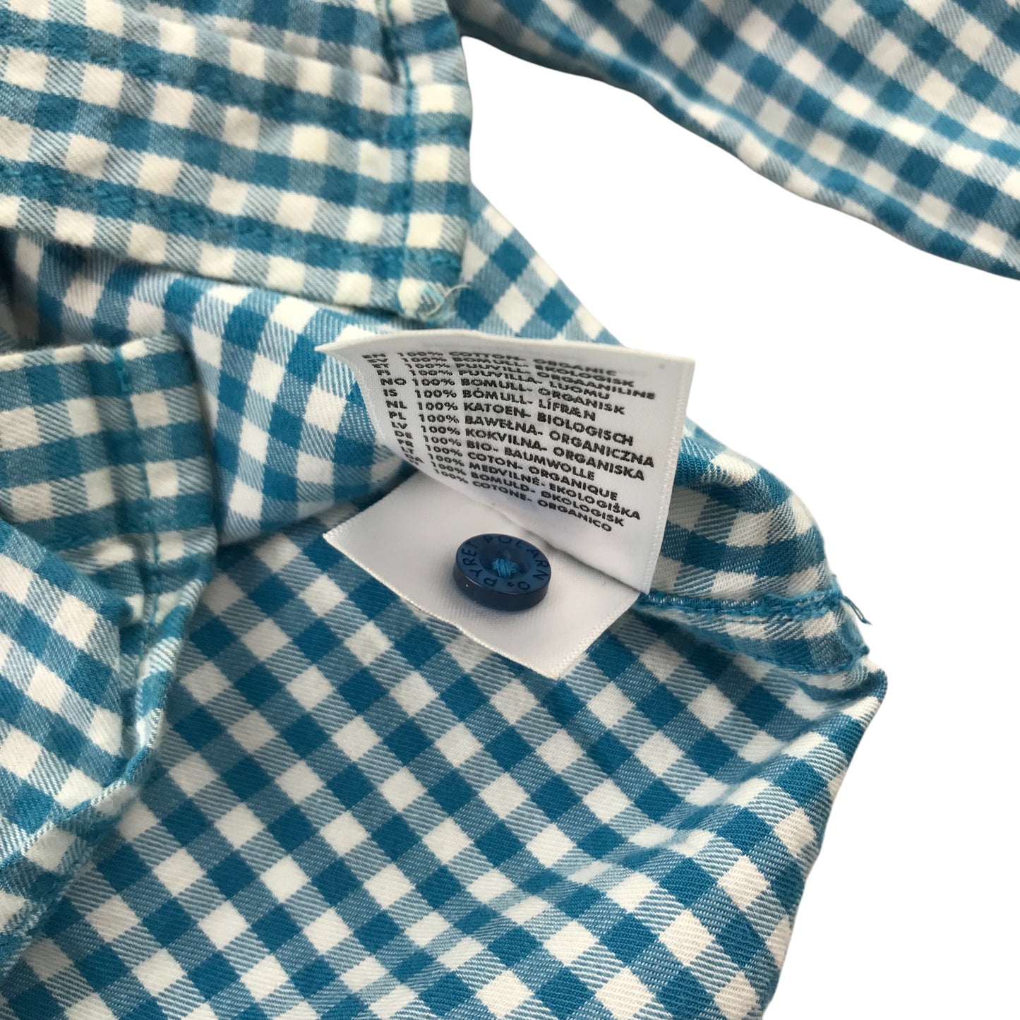 Polarn O. Pyret Shirt 4-5 years Blue and White Checked Cotton