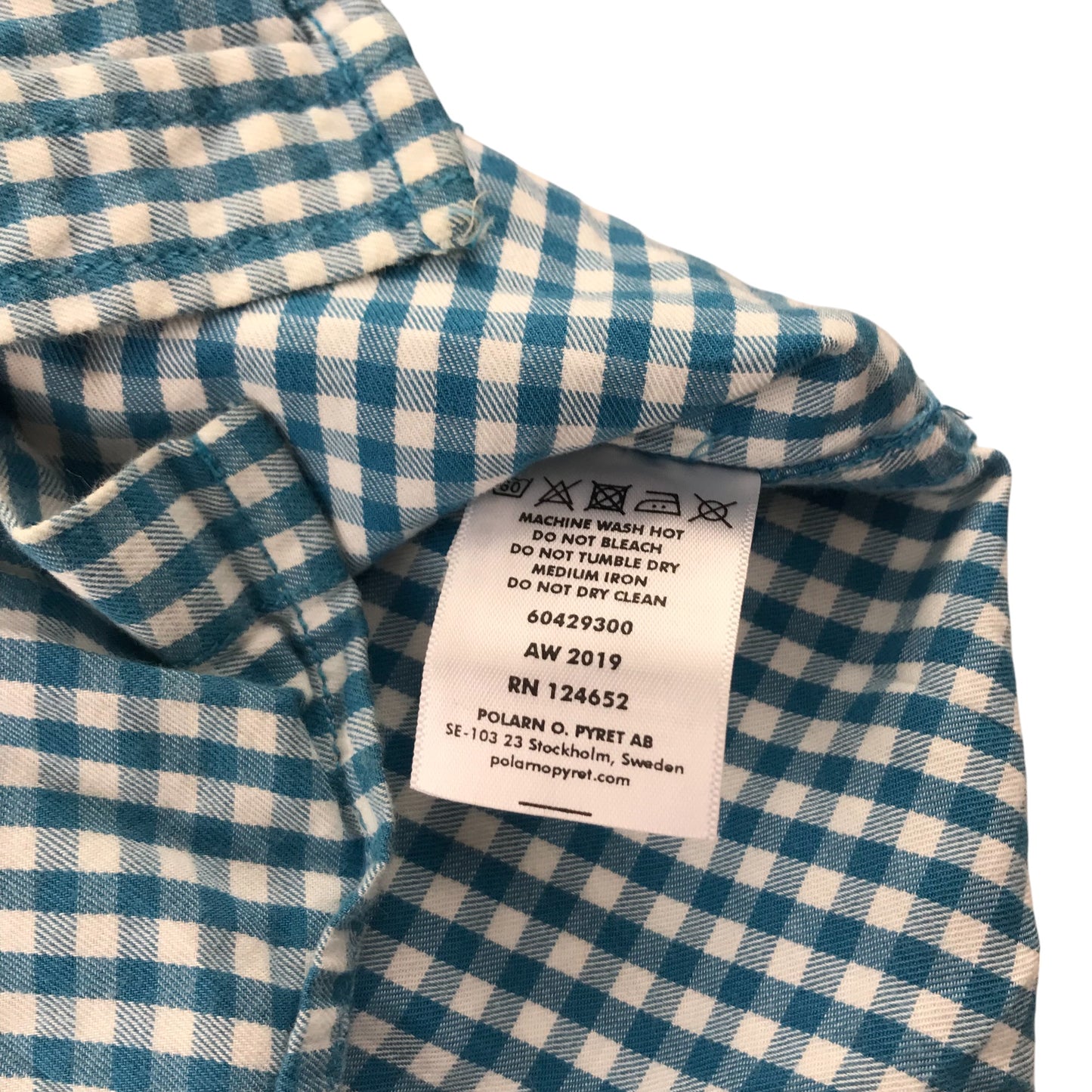 Polarn O. Pyret Shirt 4-5 years Blue and White Checked Cotton