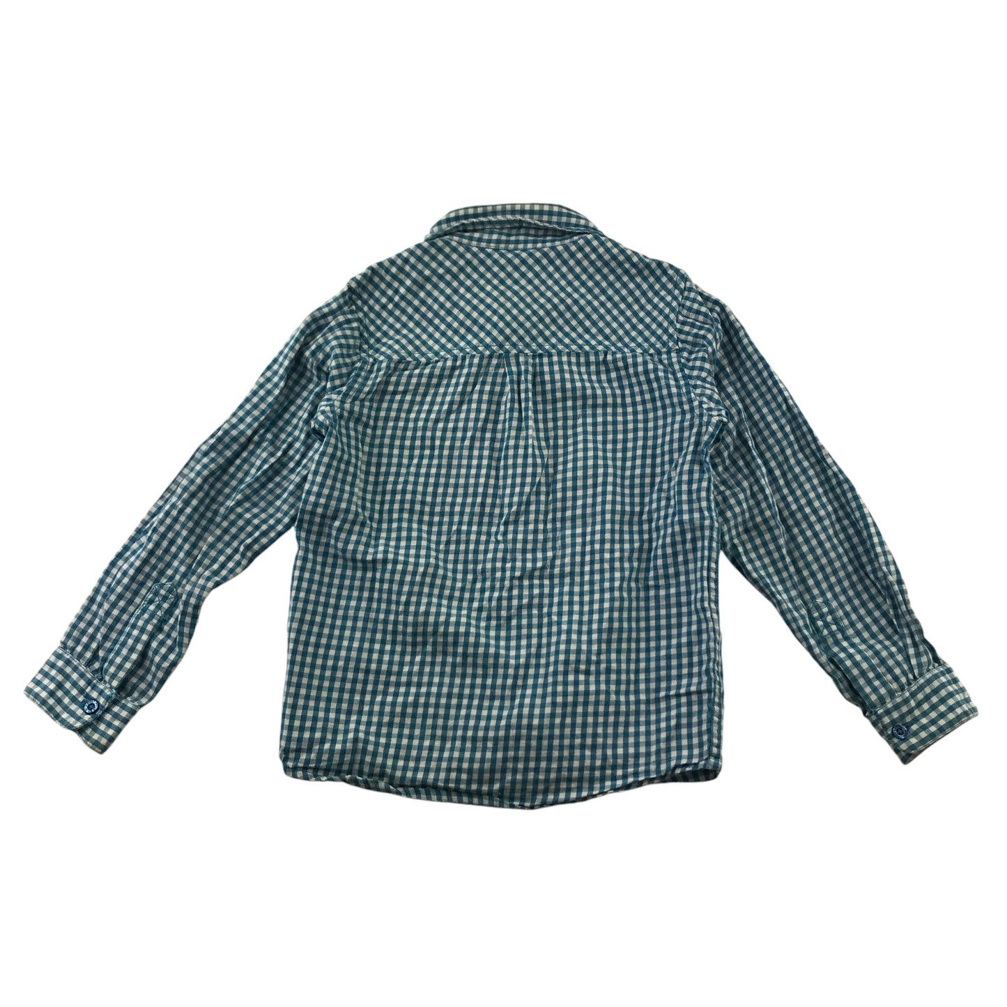 Polarn O. Pyret Shirt 4-5 years Blue and White Checked Cotton