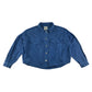 ZARA denim shacket women size S blue cropped wide body cotton