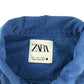 ZARA denim shacket women size S blue cropped wide body cotton