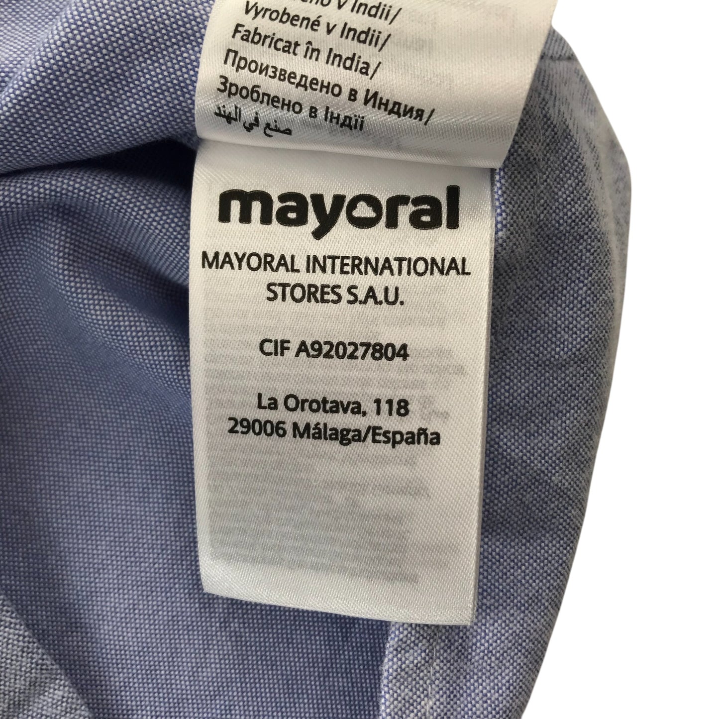 Mayoral Shirt 5-6 Years Blue Plain Cotton