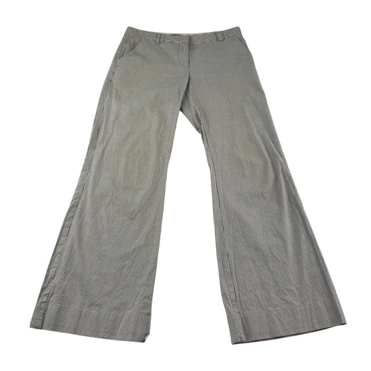 Topshop trouser UK 8 womens white blue striped wide leg cotton