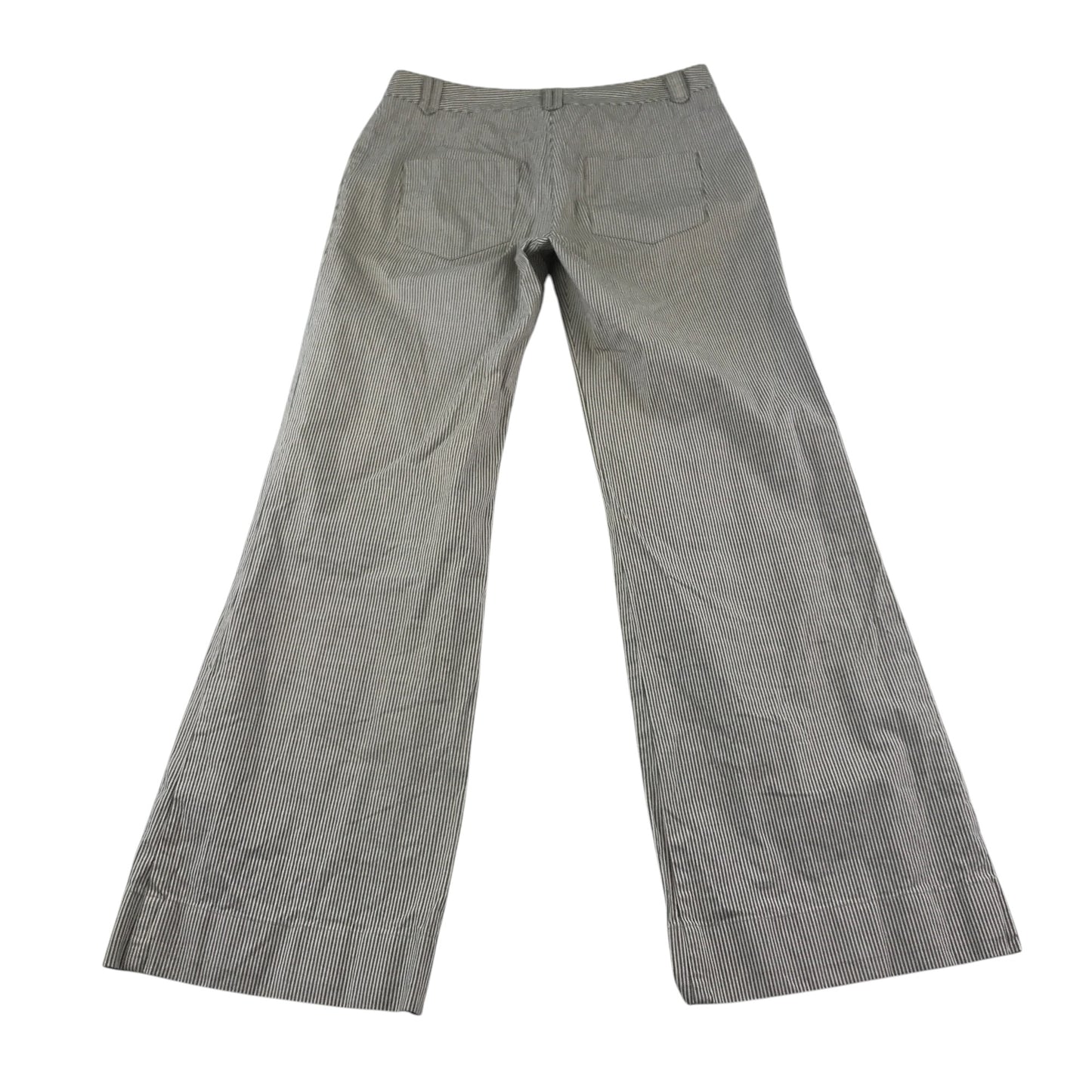 Topshop trouser UK 8 womens white blue striped wide leg cotton