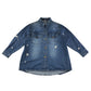 Love Yours shacket jacket women size UK 16 blue worn effect cotton