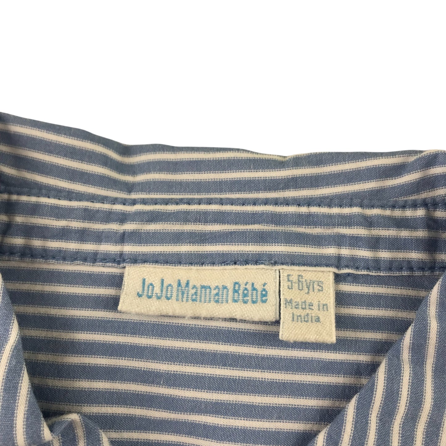 JoJo Maman Bebe Shirt 5-6 years Blue and White Stripes Cotton