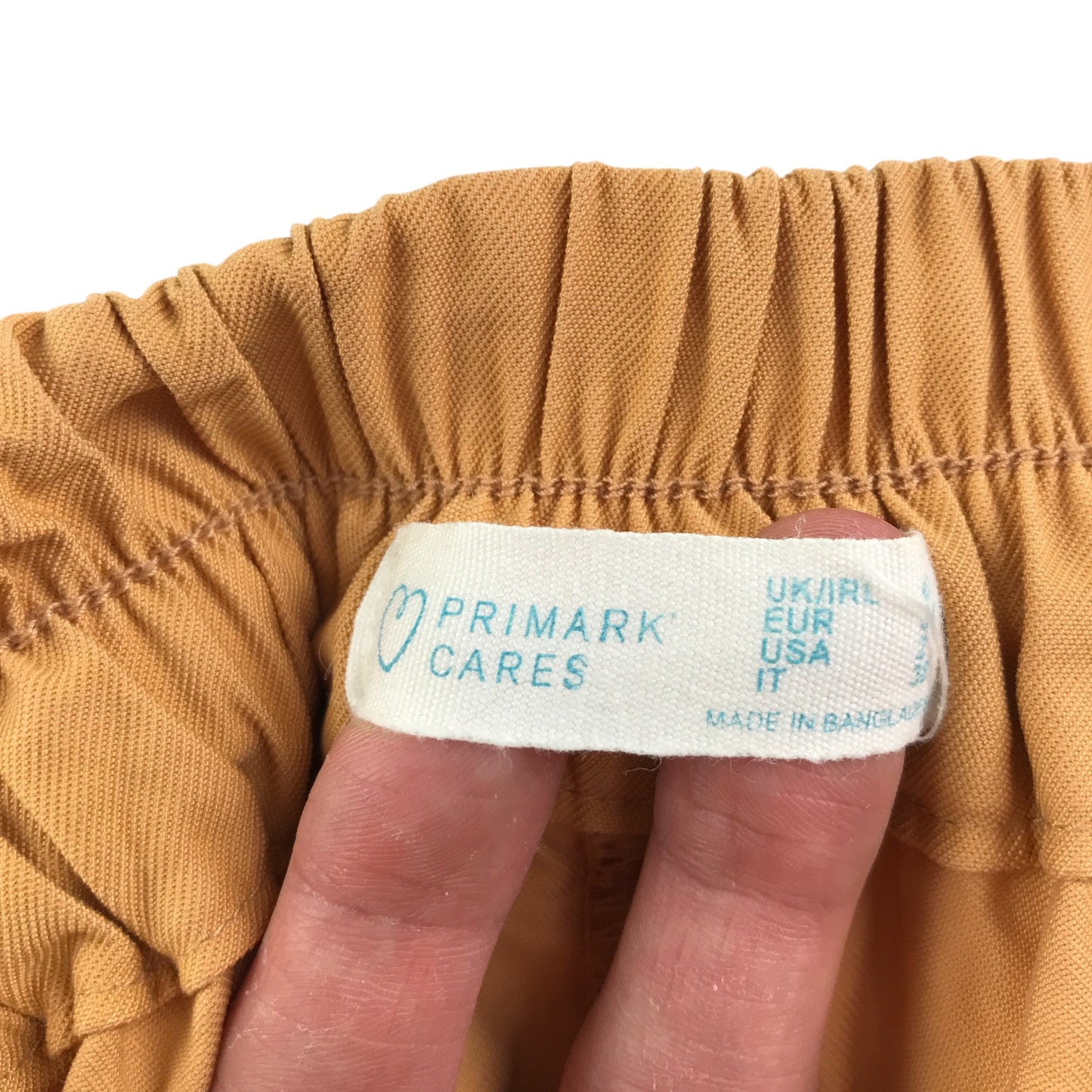 Primark trouser UK 6 womens tan pleated elasticated waist