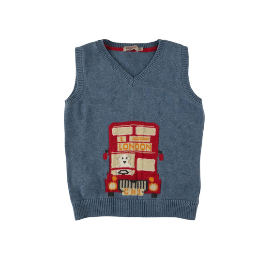 Cath Kidston vest 5-6 years blue knitted London bus cotton