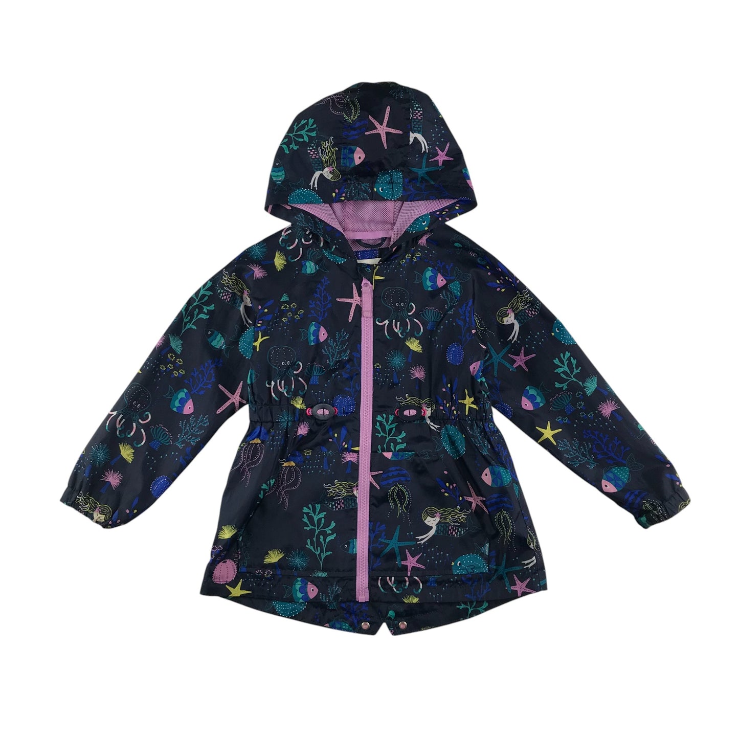 M&S jacket 5-6 years navy and turquoise sea life print