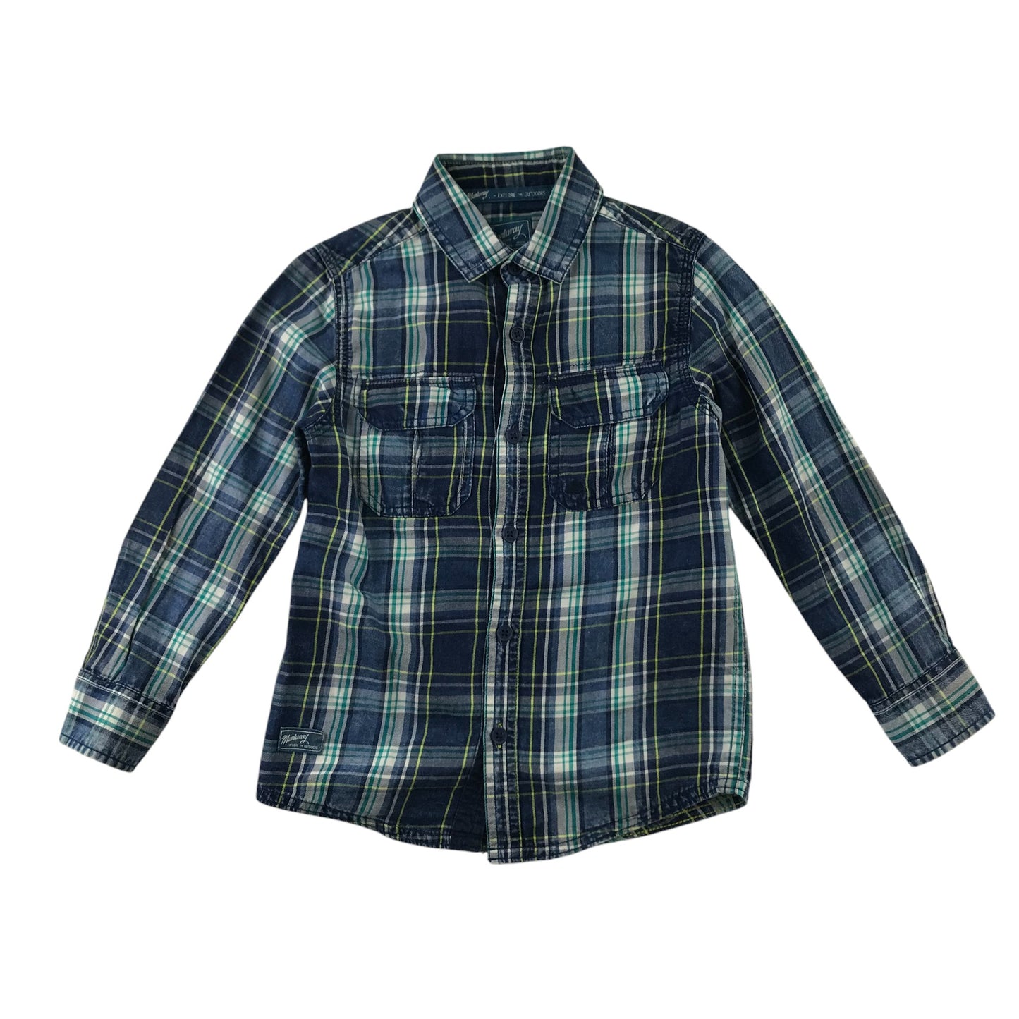 Mantaray Shirt  5-6 Years Green and Navy Checked Button Up