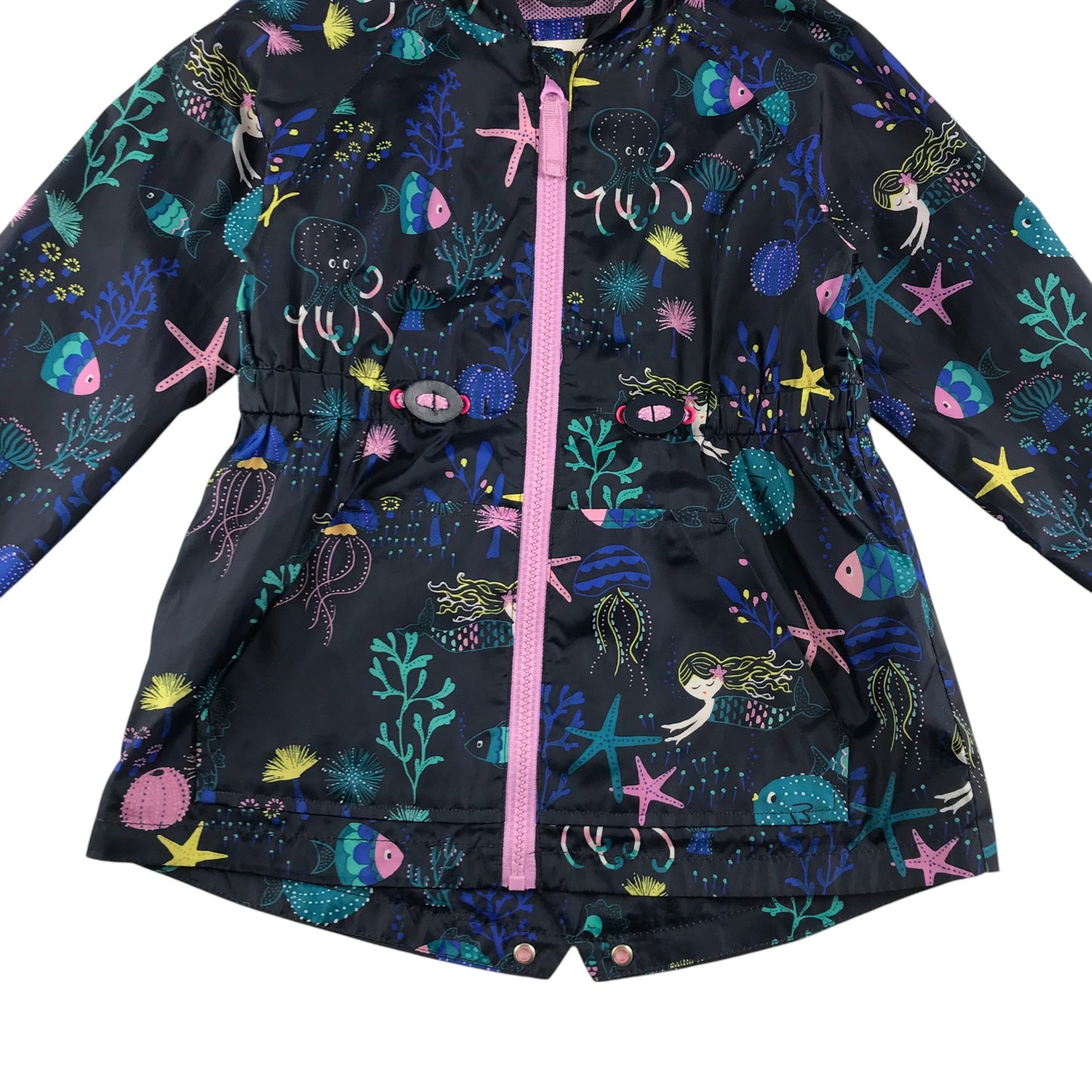 M&S jacket 5-6 years navy and turquoise sea life print