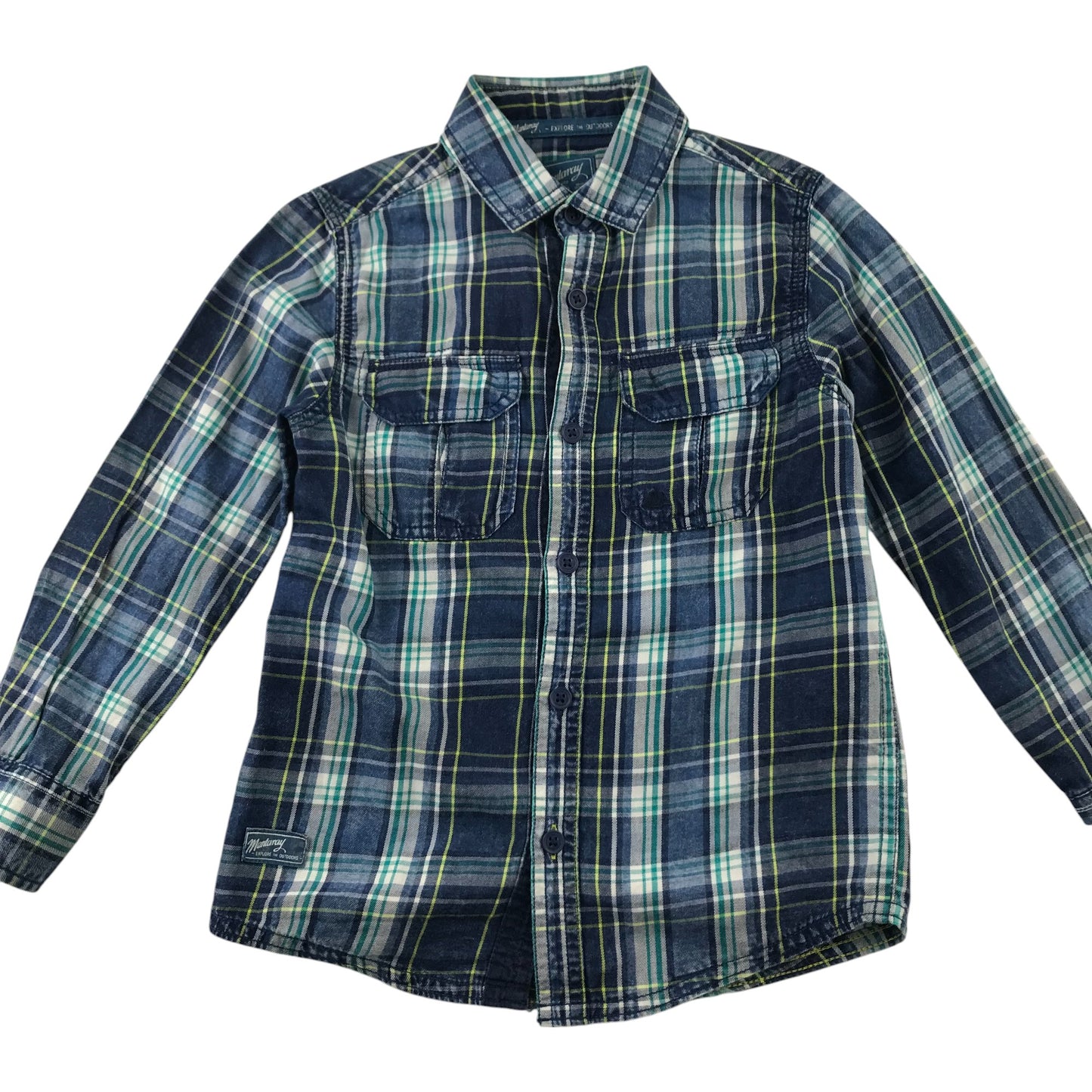 Mantaray Shirt  5-6 Years Green and Navy Checked Button Up