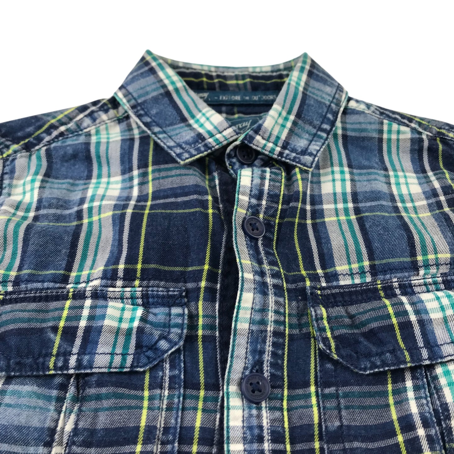 Mantaray Shirt  5-6 Years Green and Navy Checked Button Up